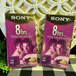 Two New Sony‎ VHS Tape Blank Standard Grade T-160 8HR VCR Video Cassette Tapes